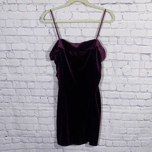 Emerald Sundae Womens Velvet Mini Slip Dress Eggplant Size XL NWT Whimsigoth